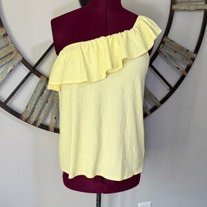 Ninexis Yellow Ruffle One-Shoulder Top